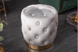 tabouret design baroque capitonné coloris gris foncé et doré 2