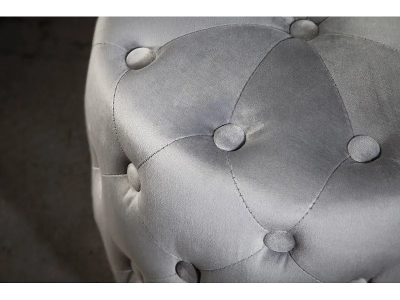 tabouret design baroque capitonné coloris gris foncé et doré