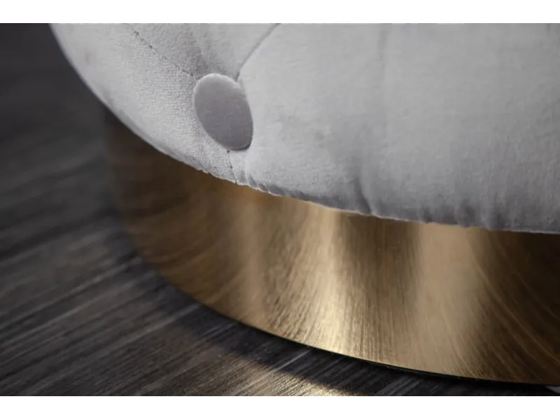 tabouret design baroque capitonné coloris gris foncé et doré