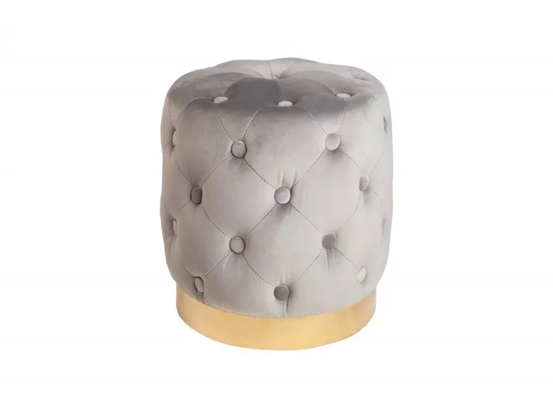 tabouret design baroque capitonné coloris gris foncé et doré