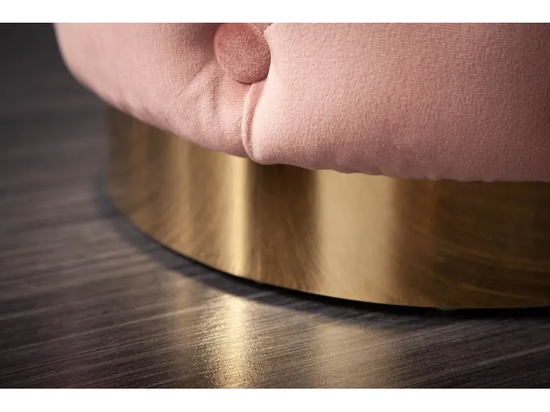 Tabouret de style baroque capitonné en velours coloris rose et doré