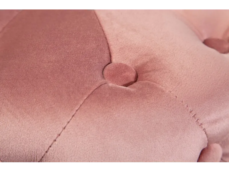 Tabouret de style baroque capitonné en velours coloris rose et doré