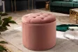 Pouf design baroque en velours coloris vieux rose