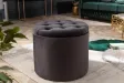 Pouf design baroque en velours coloris noir