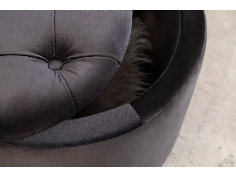Pouf design baroque en velours coloris noir