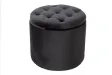 Pouf design baroque en velours coloris noir