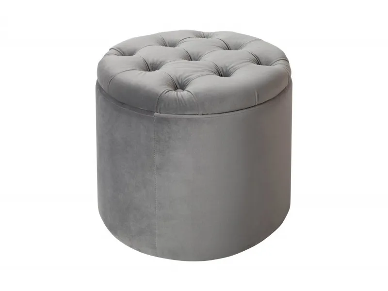 Pouf design baroque en velours coloris argenté
