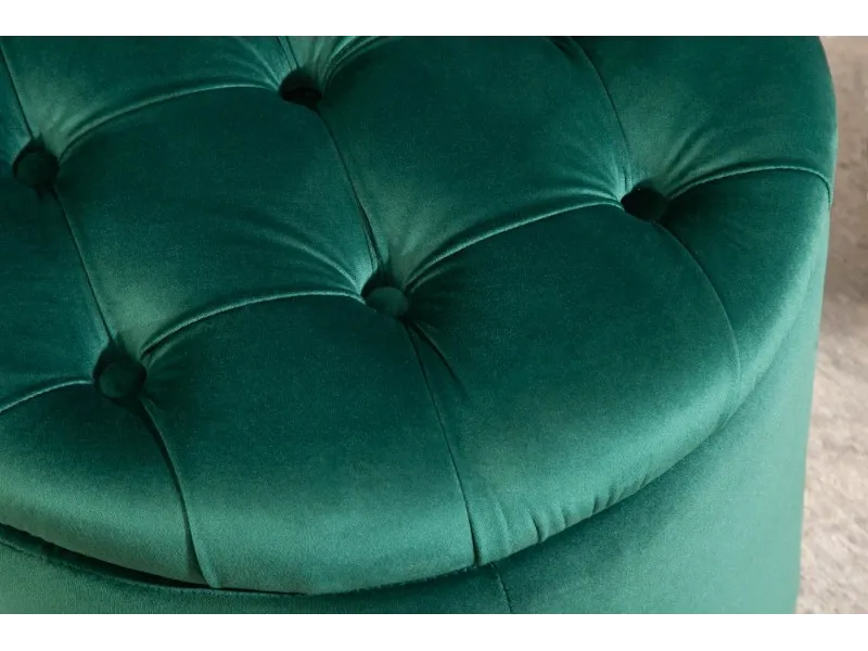 Pouf design baroque en velours coloris vert