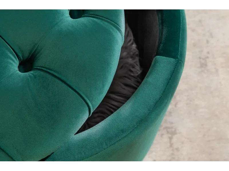 Pouf design baroque en velours coloris vert