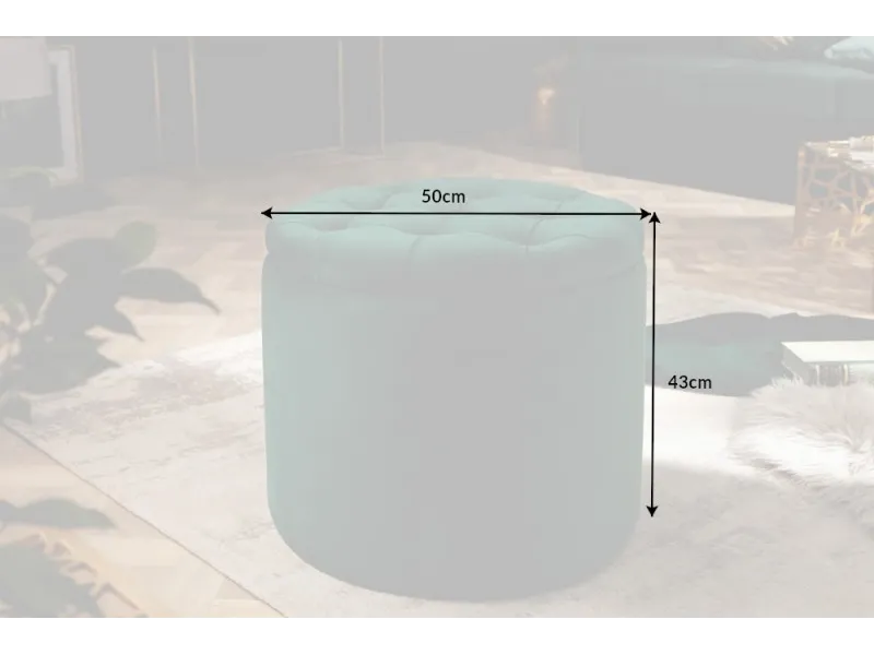 Pouf design baroque en velours coloris vert