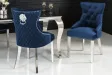 Lot de 2 Chaises de château en velours bleu roi en acier inoxydable, tête de lion