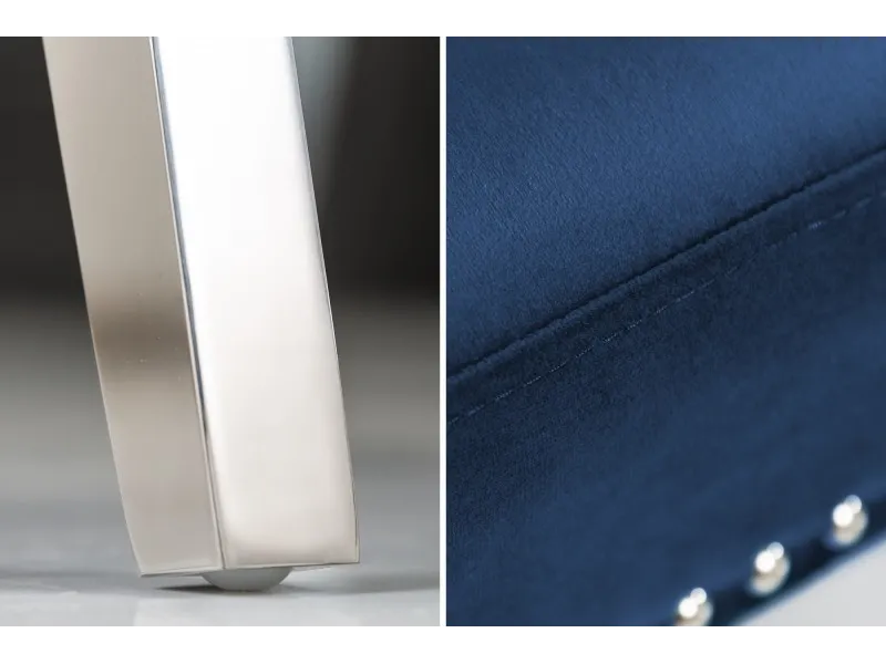 Lot de 2 Chaises de château en velours bleu roi en acier inoxydable, tête de lion