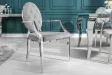 Lot de 2 chaises design baroque de salle à manger en velours coloris gris avec accoudoirs