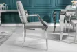 Lot de 2 chaises design baroque de salle à manger en velours coloris gris avec accoudoirs