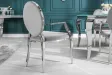 Lot de 2 chaises design baroque de salle à manger en velours coloris gris avec accoudoirs