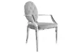 Lot de 2 chaises design baroque de salle à manger en velours coloris gris avec accoudoirs