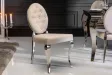 Lot de 2 Chaises style baroque de salle à manger en velours coloris beige