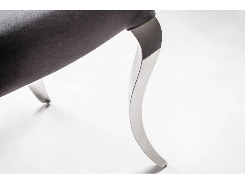 Lot de 2 Chaises style baroque de salle à manger en velours coloris noir