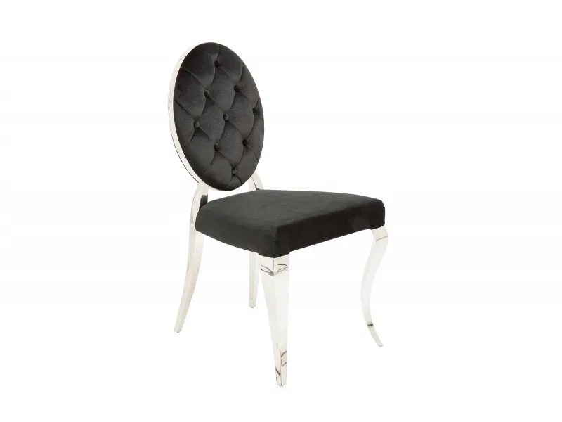 Lot de 2 Chaises style baroque de salle à manger en velours coloris noir