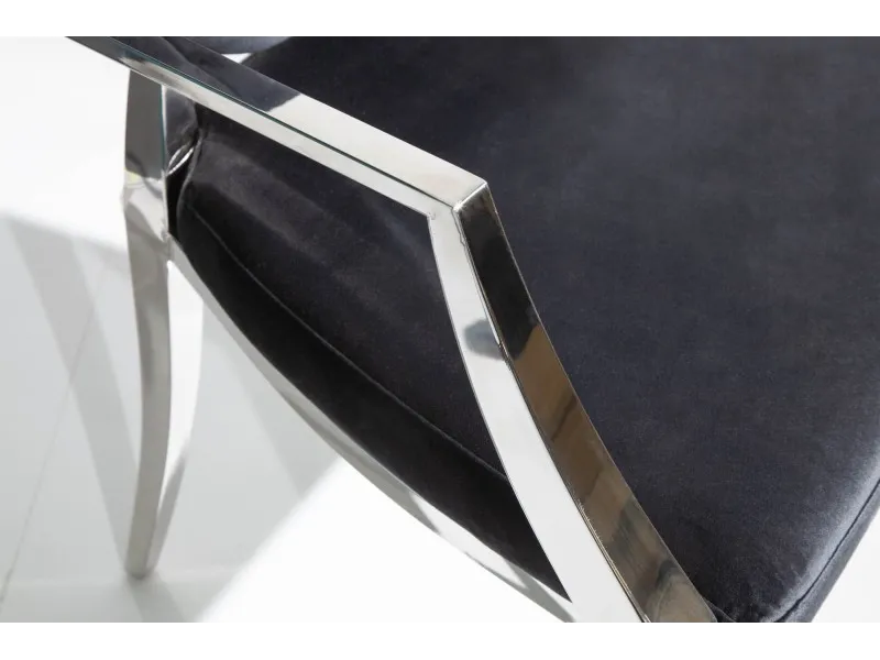 Lot de 2 chaises design baroque de salle à manger en velours coloris noir avec accoudoirs