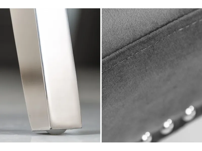 Lot de 2 Chaises de château en velours gris roi en acier inoxydable, tête de lion