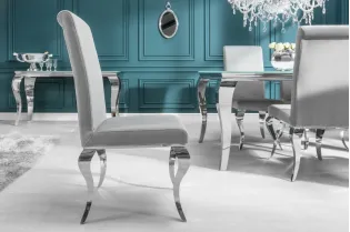 Lot de 2 Chaises de salle à manger design baroque coloris gris argenté 2