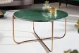 Table basse design en marbre coloris vert avec piétement en métal doré