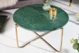 Table basse design en marbre coloris vert avec piétement en métal doré