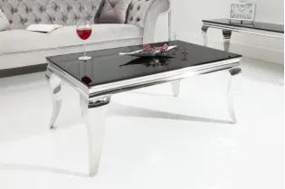 Table basse noir/argenté de style baroque 100 cm