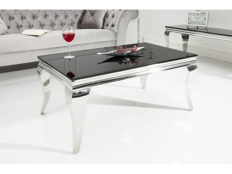 Table basse noir/argenté de style baroque 100 cm