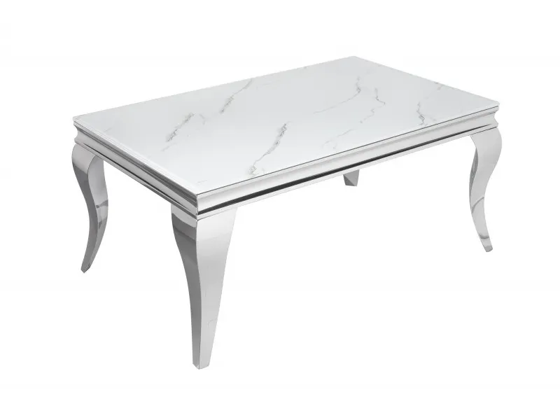 Table basse marbre argenté de style baroque 100 cm
