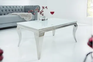 Table basse marbre argenté de style baroque 100 cm