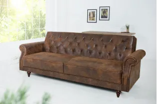 Canapé convertible en lit 220cm en microfibre marron antique