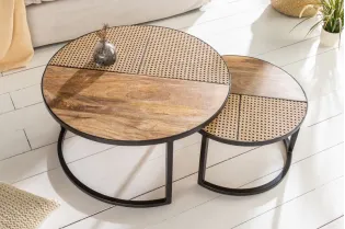 Ensemble de 2 tables d'appoint en bois massif