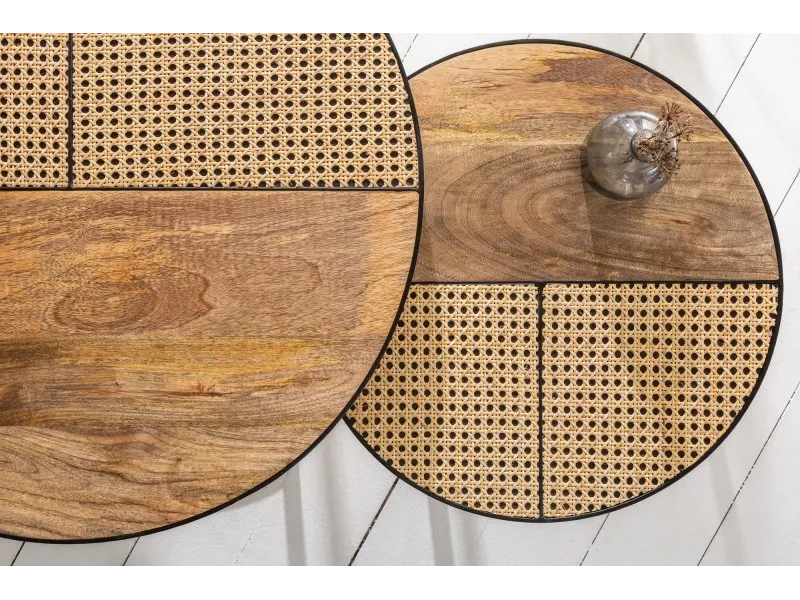 Ensemble de 2 tables d'appoint en bois massif