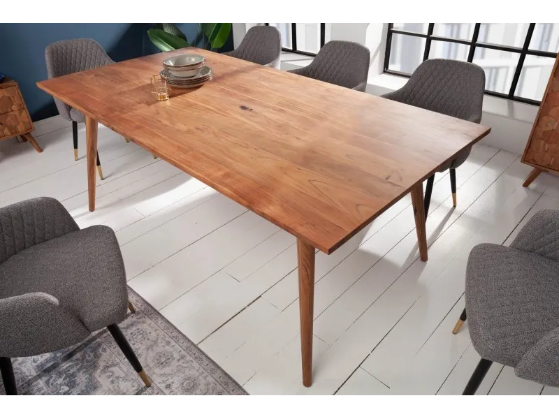 Table à manger design scandinave de 200 cm coloris naturel en bois massif