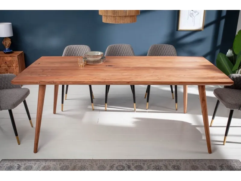 Table à manger design scandinave de 200 cm coloris naturel en bois massif