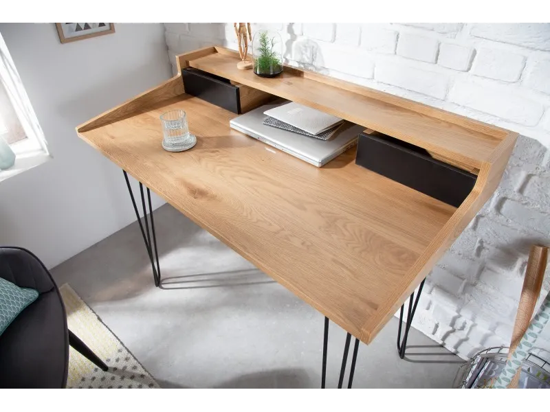 Bureau de 110 cm moderne avec rangement en aspect chêne