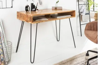 Bureau design de 100cm en bois massif coloris naturel