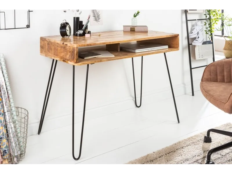 Bureau design de 100cm en bois massif coloris naturel