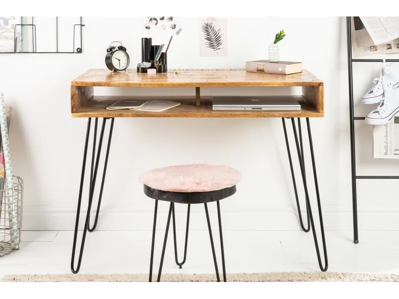 Bureau design de 100cm en bois massif coloris naturel