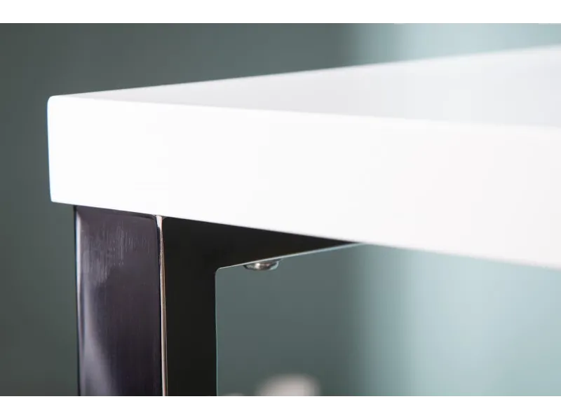 Bureau design 120x60 cm en bois teinté blanc