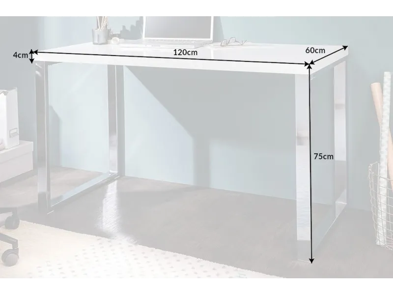 Bureau design 120x60 cm en bois teinté blanc