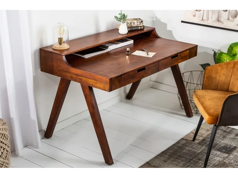 Bureau design en bois massif de 120cm coloris naturel