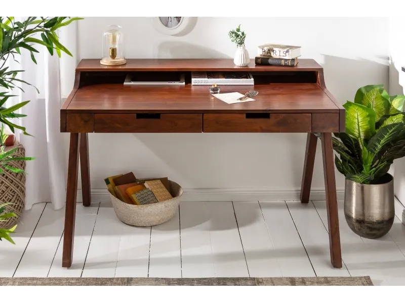 Bureau design en bois massif de 120cm coloris naturel