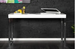 Bureau design 120x40 cm pour ordinateur portable teinté blanc laqué