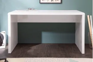 Bureau design 120x75 cm en bois teinté blanc laqué 2