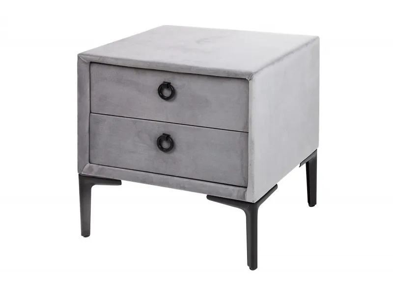 Table de chevet design de 45cm avec 2 tiroirs gris clair