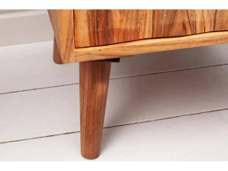 Chevet design scandinave coloris naturel en bois massif à 2 tiroirs