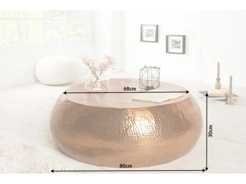 Table basse 80 cm ronde en aluminium coloris cuivre
